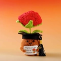 Handmade crochet potted red flower with graduation cap and Thank You For Helping Me Grow sign - Graduation Cap Rose Red