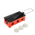 Mini red swiss cheese raclette set with black non-stick pan, spatula, and three tea lights - Steel Handle Red Set (With 3 Candles)