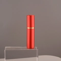 Refillable 10ml red aluminum perfume spray bottle with gold metal ring detail - 10ml / Red