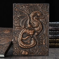 Cuaderno vintage de tapa dura con relieve de dragón 3D en acabado bronce antiguo - A5 / Bronce Rojo