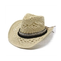 Chapeau de cowboy en paille fait main avec franges bohèmes et large bord pour le soleil - M(56-58cm) / Beige