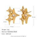 18K vergoldete Edelstahl Ohrstecker in Sternform mit runden Kristallen für Damen - Gold