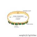 Diagramma tecnico di un bracciale in acciaio inossidabile dorato con pietre verdi - Pietra di Vetro Verde / Oro