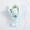 Mini dried flower bouquet with light blue roses and gypsophila in frosted paper wrapping - Blue Rose - White Frosted Wrap