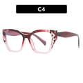Cat-eye glasses frame with pink gradient and black leopard pattern accents in color C4 - Wine Red Leopard Pink