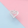 Polished silver heart-shaped stainless steel MOM pendant for DIY jewelry making - MOM Heart (MP603)