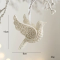 Glittery white bird ornament with hanging string for Christmas tree decor, size 10x8cm - Flying Bird