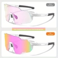 White photochromic cycling sunglasses with gradient purple lenses for outdoor sports - White Frame Photochromic Purple Mercury