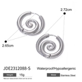 Silver stainless steel spiral hoop earrings, waterproof and hypoallergenic fashion jewelry - Silver