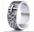 Wide Viking textured ring with cross symbol in vintage silver stainless steel - Style 10 (as Shown) / Size 7