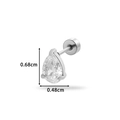 Silver stainless steel stud earring with a pear-shaped cubic zirconia and screw back - Waterdrop Style (0158-3#) / Silver