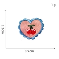 Detail of heart embroidery patch with cherry design measuring 3.9cm by 3.2cm and weighing 1g - 13# Double Cherry Heart