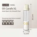 Minimalist 500ml glass oil bottle in greyish white with automatic lid and sticker set - 1PC