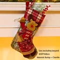 Classic red and green Christmas stocking with 3D reindeer decor and velvet trim, 30x48cm - Reindeer Style (075-C)