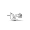 Silver G23 titanium labret stud with a clear zircon butterfly design and 0.4cm x 0.48cm size - 590-10# Silver Mini Butterfly