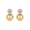 Elegant gold plated S925 silver moissanite stud earrings featuring polished spheres - 0.5ct Moissanite