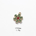 Green snowflake pendant with red rhinestone for DIY Christmas jewelry crafts - No.14 Green Enamel Snowflake