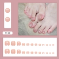 Pearlescent pink press-on toenails set with 24 pieces in shimmering dusty rose finish - Short Toe Nails (Glue Type) / Glossy Light Pink (F139)