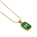 Pisces zodiac pendant necklace with green malachite in octagon gold setting - Pisces