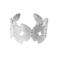 Silver open cuff bracelet with detailed butterfly pattern in retro vintage style - Silver Five Butterflies