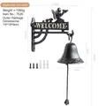 Vintage black cast iron welcome doorbell with angel statue and full mounting hardware - Flower Fairy Hand Bell 7535