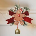 Lebkuchenmädchen Weihnachtsanhänger mit roter Samtschleife und goldener Glocke Deko - Kleine Samtschleife Herz Lebkuchenmädchen / Klein