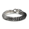 Zilveren draakschaal stalen armband met gedetailleerde drakenkop sluiting - Geoxideerd Zwart Gepolijst Draak Schaal Armband (KB146483-BDJX) / 23CM