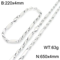 Set collana e bracciale in acciaio al titanio argento con maglie smussate - Bracciale / Stile B Argento (3:1)