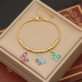 Bracciale a catena a serpente in oro con ciondoli a farfalla malocchio in scatola - Stile Farfalla Occhio del Diavolo (3#)