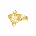 Anillo ajustable de nudo de bruja en acero inoxidable dorado con diseño de doble capa - Dorado