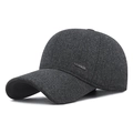 Casquette de baseball d'hiver gris foncé en laine avec plaque en métal sport - Réglable / Gris