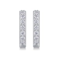 Elegante S925 Silber Creolen mit zwei Reihen funkelnder Moissanit-Steine besetzt - E13083 14 Steine