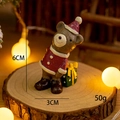 Miniature Christmas bear resin figure in red coat with green gift box desk decor - No.21 Bear with Gift Box