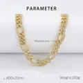 Gedetailleerde specificatietabel voor de hiphop-schakelketting met strass-steentjes - 20mmx60cm Cubaanse Schakelketting (Staal Kleur)