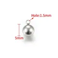 Polished silver stainless steel 5mm solid bead charm with a 1.5mm hole for DIY jewelry - Steel Color 5mm Solid Bead with Welded Ring