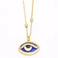 18K gold plated evil eye necklace featuring blue enamel and cubic zirconia details - Style B-Marquise Enamel Blue Eye