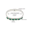 Bracciale in acciaio inossidabile argento con pietre di vetro verde smeraldo e oro PVD - Pietra di Vetro Verde / Colore acciaio