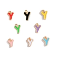 DIY colorful alloy letter Y charms with double-sided enamel and gold metal frame - Letter Y / Black
