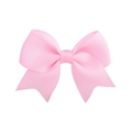 Pink grosgrain ribbon bow hair clip for baby girls with classic fishtail cut - Pink (11)