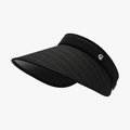 Black wide brim sun visor with unique wavy texture and silver logo detail - Adjustable / Black