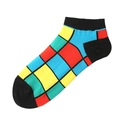 Chaussettes basses en coton à motifs géométriques colorés style Mondrian moderne - 36-44 / Grille Géométrique Mondrian