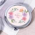 Round silver portable makeup mirror with floral Happy Mother's Day watercolor design - Gorgeous Wreath Mother's Day