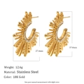Minimalistische C-förmige Ohrringe aus 18K vergoldetem Edelstahl mit weißen Kristallen - C-Förmiger Sonnenstrahl-Stil / Gold