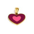 18K gold plated stainless steel heart pendant with deep red and pink enamel finish - Dark Red & Pink (Gold-5)