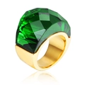 Minimalist 18k gold plated ring with a large faceted emerald green crystal stone - US 6 / Green Gold (KR31889-K)