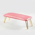 Minimalist pink leather nail hand rest with elegant gold metal legs for salon - Dreamy Pink (Gold Wire Legs)