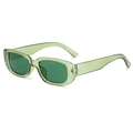 Trendy rectangular cat eye sunglasses in translucent light green with dark green lenses - Dark Green
