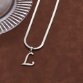 Elegant silver stainless steel snake chain necklace with uppercase letter L pendant - Letter L