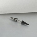 Black stainless steel piercing stud with double spiked cone tips in a sleek finish - Double Cone Straight Barbell-6mm / Black