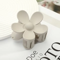 Elegant matte cream flower hair claw clip with minimalist five-petal design for women - 7.2*7.2*4.1 / Light Gray